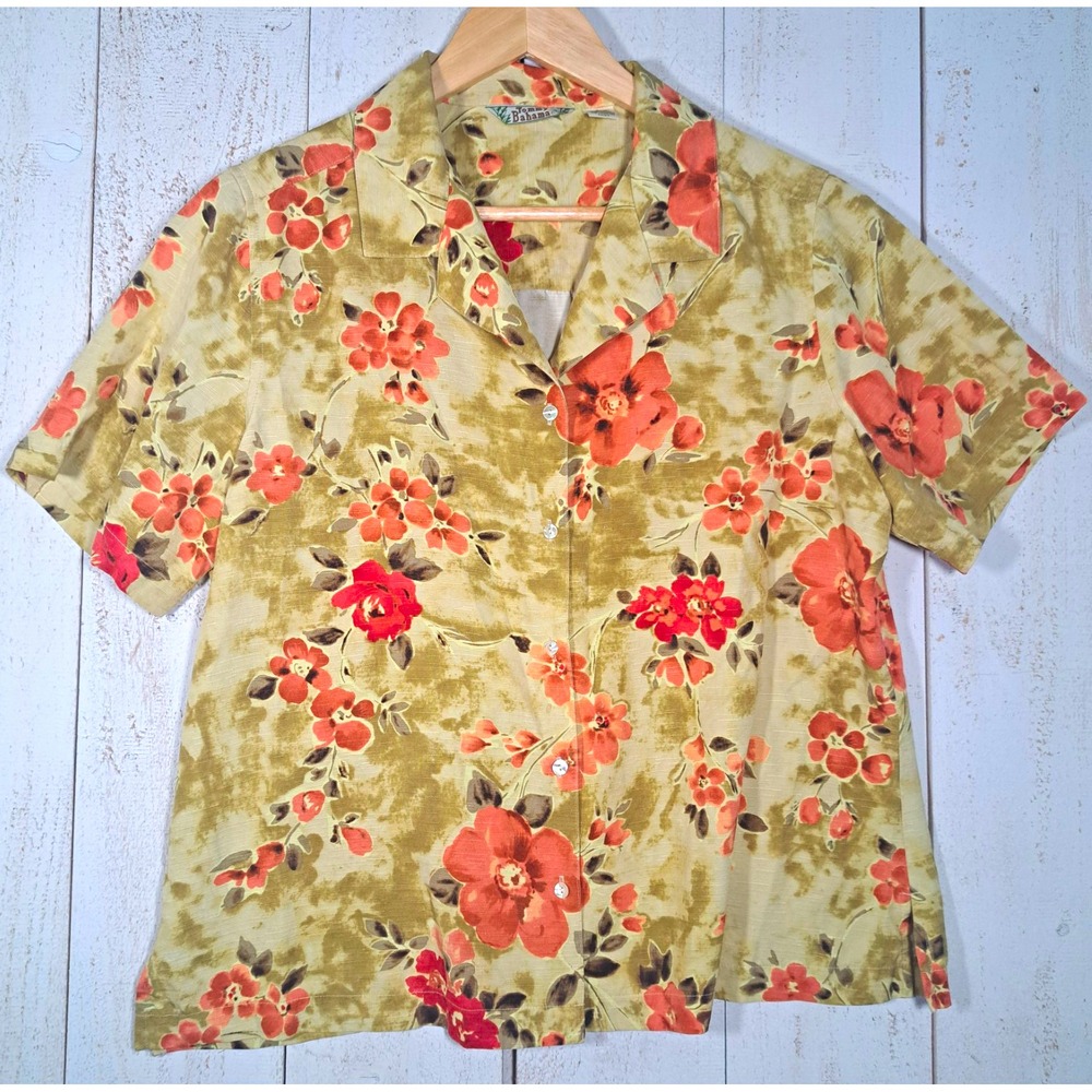 Tommy Bahama Vintage 90's Tropical Gothic Resortwear Silk Hibiscus Button Down M